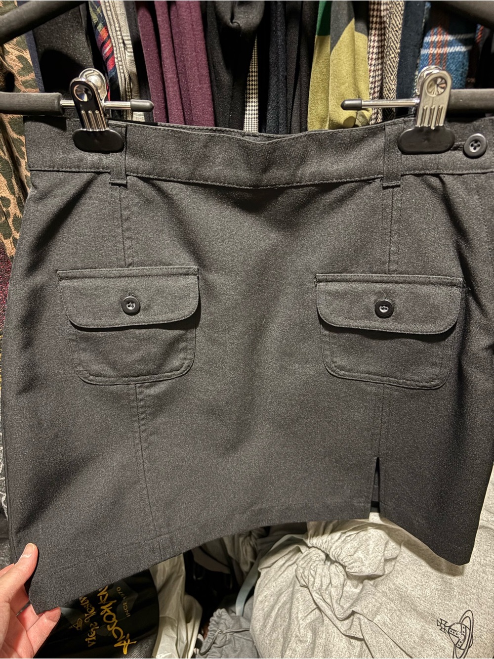 Xhilaration Black Mini Skirt with Front Flap Pockets